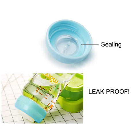 Premium Borosilicate Glass Breastmilk Storage Bottles 6 Oz 6 Pack Wide Mouth BPA Free blue lid with leak-proof sealing.