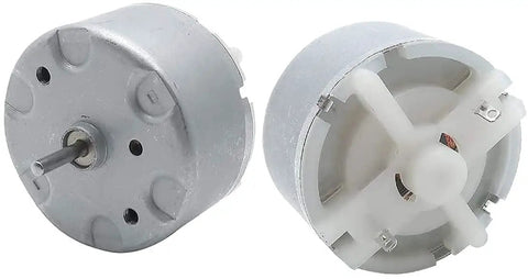 Two-Pack Micro DC Motor 3V To 12V 2700 RPM Mini Electric Motor, 32mm diameter with 8x2mm shaft, front and back view