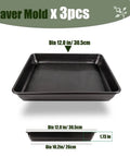 3 Piece Stepping Stone Molds For Concrete Pavers Square 12 By 12 Inch With 1.73 Inch Depth Dope Garden Path Kit, black plastic mold
