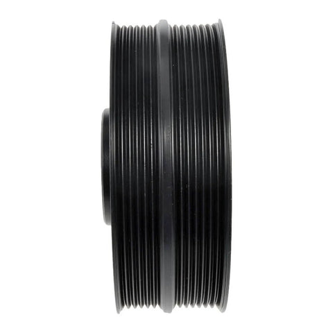 Side view of Audi A6 Quattro Harmonic Balancer Replacement Cast Iron Black For Serpentine Drive Belt 59mm Depth And 24mm Inside Diameter