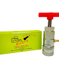 Half Inch ISO 16028 Flat Face Skid Steer Male Hydraulic Quick Coupler Pressure Decompression Relief Release Tool next to packaging