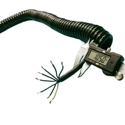 Heavy Duty Coiled Extension Cord with a retractable spiral design, measuring 10.50mm, featuring 8 core flat cables.