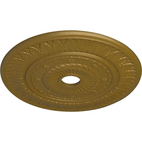 Leaf Ceiling Medallion Twenty Six And Three Quarters Inches Outer Diameter, Three And Five Eighths Inches Inner Diameter, One And One Eighth Inches Projection, Fits Canopies Up To Three And Five Eighths Inches, Lightweight For Quick Install, Dope Look, shown from an angled view