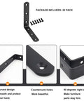 Workhorse Heavy Duty Matte Black L Brackets 20 Pack 3.1 By 3.1 Inch Right Angle Corner Supports with countersink holes for easy install.