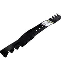 Beefy Mulching Mower Blade For 22 Inch Toro Recyclers, Pro Grade Replacement For 104-8697-03, 108-9764-04, 131-4547-03, 21 11/16 Inch Length, 2 1/4 Inch Width, 7/16 Inch Center Hole, Black, showing full length and cutting edge design