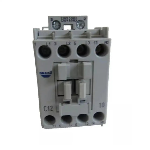 Front view of 100-C12D10 100-C IEC Contactor for industrial control panels, heavy duty relay switch, fast action coil.