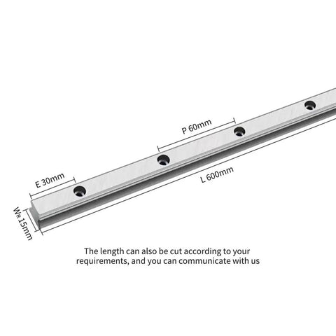 Heavy Duty Linear Guide Rail 600mm HGW15CC Only Rail For CNC Machines Smooth Glide Precision Track Taiwan Made with dimensions