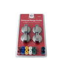 Universal range knobs in package with colored adapters, similar to Control Knob Kit For Frigidaire Knobkit4S OEM Replacement Part.