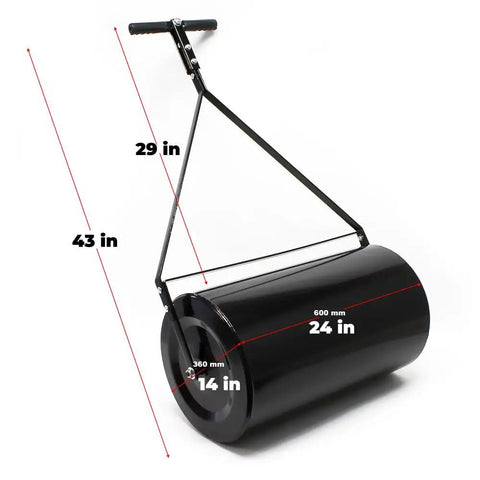 Lawn Roller With Push And Tow Versatility, 14 By 24 Inch Roller, 16 Gallon Capacity, Easy Turn Tethered Plug For Quick Fill And Unload