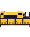 Heavy Duty Hydraulic Rebar Straightening And Cutting Machine 4-14mm Steel Bar Processor for Construction Sites, yellow and black design.