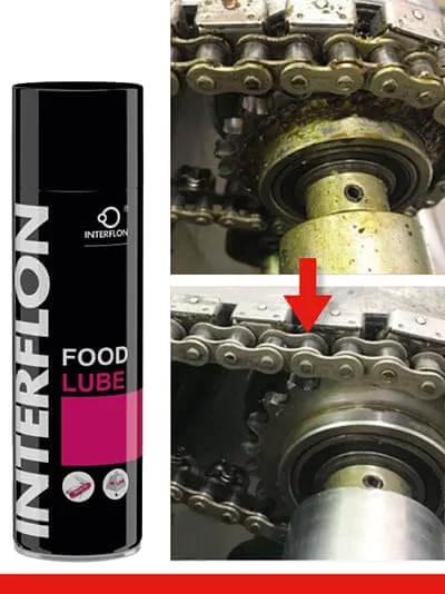 NSF H1 Food Grade Dry Film Lubricant For Food Processing Equipment Multipurpose Aerosol Can 500ml next to lubricated machinery chain