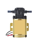 Professional Heavy Duty Gasoline Powered Water Transfer Pump Equipped With Ultra Quiet Brushless Motors And True Self Priming Capability For Rock Solid Field Applications front view showing gold and black pump design.