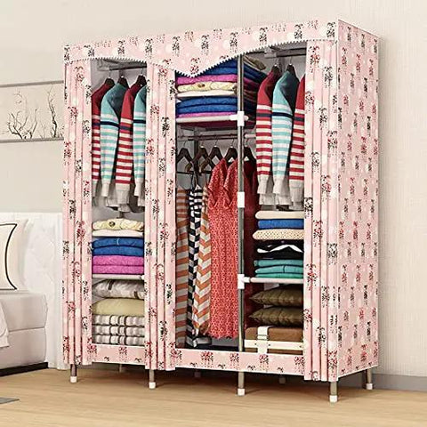 Heavy Duty Portable Fabric Closet With Thick Non Woven Cover And Willow Wood Frame Solid Bedroom Wardrobe Storage Organizer Total Game Changer For Hanging Long Fits Or Packing Away Bulky Bedding Easy Knock Together Build Saves Serious Floor Space