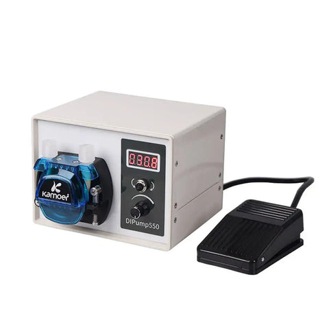 Three Rotor Peristaltic Pump With Stepper Motor, 24V Lab Dosing Pump, Smart Variable Speed Control, white with digital readout