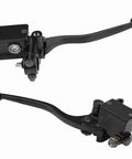 Beefed Up Aluminum Motorcycle Brake Master Cylinder For ATV Rancher Sportrax Rincon 250 350 400 450 Black High Performance Hydraulic Brake System Easy Install Durable, showing front and side view angles.