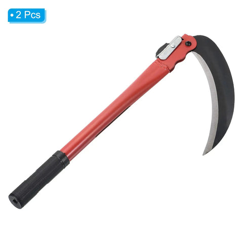 17 Inch Folding Sickle 2 Pack with Manganese Steel Blade Portable Weed Remover Scythe for Farming Grafting Knife Brush Cutter Durable Plastic Handle