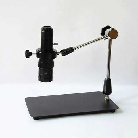 Premium Flexible Microscope Boom Stand Featuring Universal Fifty Millimeter Mounting Plate And Heavy Duty Mechanical Arm Clamps for stable viewing.