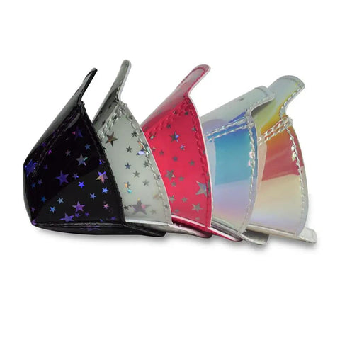 TPU Roller Skate Toe Guards for Derby and Speed Skating 4 Piece Set in Black Stars Design - Assorted Colors Displayed