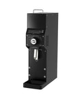 Top Shelf Commercial Coffee Grinder With 84Mm Flat Hardened Steel Burrs And Precision Stepless Adjustment For High Volume Brew Shops Or Cupping Labs Packs A 1.3Kg Bean Hopper 550W Motor And Sleek Black Body, featuring a sleek black design and control panel.