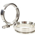 Beefed Up T304 Stainless V-Band Clamp Flange Kit, 3.25 Inch Inlet, 4.25 Inch Clamp Width, CNC Machined Flanges For GT45 Turbo Pipe