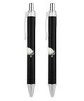 Two Pack Ball Point Pens With Smooth Ink For Effortless Writing Comfortable Grip Durable PC Body Stylish Prints Black