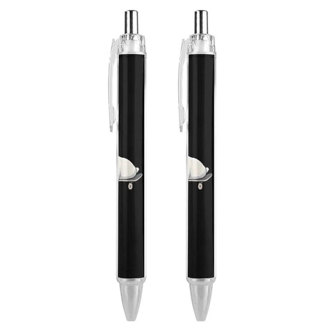 Two Pack Ball Point Pens With Smooth Ink For Effortless Writing Comfortable Grip Durable PC Body Stylish Prints Black