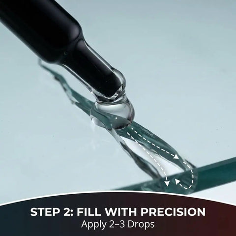 Applying glass repair fluid from Windshield Crack Repair Kit With 2026 Upgraded Glass Repair Fluid for precise crack sealing.