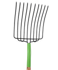 61 Inch Heavy Duty 10 Tine Welded Steel Bedding Fork with Hardwood Handle for moving hay, straw, mulch, and wood chips