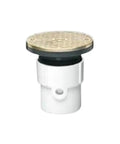 PVC Pipe Base General Purpose Cleanout With Six Inch Chrome Cover And Round Ring For Four Inch Drain Line Designed For Finished Areas With High Traffic, Easy Access To Drain System, ASTM D2665 Compliant.