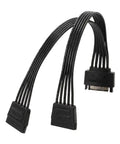 15 Pin Male To Dual Female Power Extension Cable Flat Short Design For Hard Drives Optical Drives Server Racks Plug And Play Smooth Swap