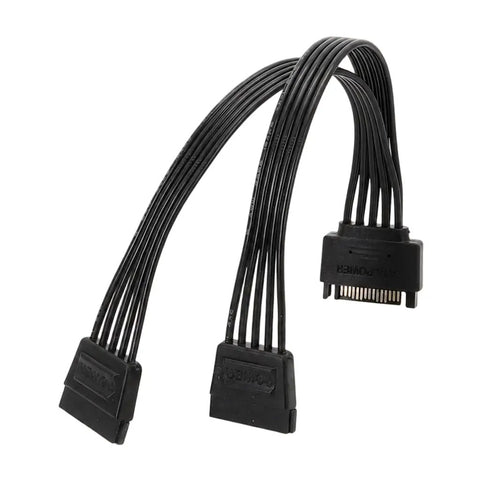15 Pin Male To Dual Female Power Extension Cable Flat Short Design For Hard Drives Optical Drives Server Racks Plug And Play Smooth Swap
