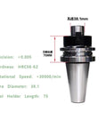 Heavy Duty CNC Milling Tool Holder Offering Rock Solid Shock Absorption And Premium Stainless Construction with 75mm length and 38.1mm bore.