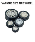 Various size wheels from Eight Piece RC Car Wheel Set With Durable Rubber Tires And Metal Shaft Axles For DIY RC Cars