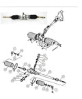 Diagram showing Club Car Precedent Steering Gear Box Assembly Rack And Pinion Fits 2004 And Up Replaces OEM 102288601 103679701