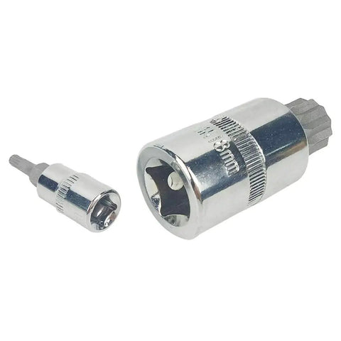 Chrome alloy socket from 10 Piece 12 Point Triple Square Spline Bit Socket Set For Automotive Tool Kit displayed on white background