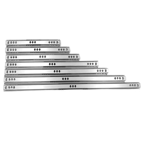 Rock Solid Iron Two Section Ball Bearing Drawer Slide Rail set, 17mm width, built for tight cabinet storage.