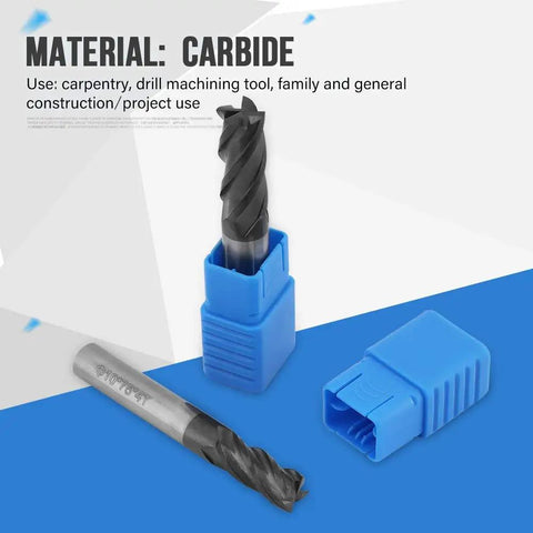 8 Piece Carbide End Mill Set 2 to 12 mm Tungsten Steel Milling Cutters with blue storage cases