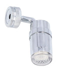 Maqulae LED Water Faucet with Temperature Control, 3/4in External Thread, chrome-plated, close-up view of connector.