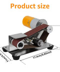 Compact Mini Electric Belt Sander 100-240V For Versatile DIY Woodwork Project shown with size dimensions of 17.4cm by 4cm.