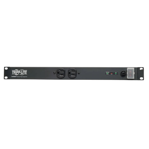 Front view of Isobar 12-Outlet Rackmount Surge Protected PDU Power Strip With 15A 120V, 3840 Joules Protection in 1U rack mount