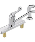 Chrome Kitchen Faucet With 4 Hole Installation 1.8 GPM Single Handle Lever Water Efficient Design Brass Construction Built To Last