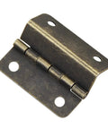 Close-up of a vintage 4-hole steel hinge from a Set Of 10 Classic Cabinet Door Hinges For Wood Boxes And Furniture Vintage Old Fashioned 4 Hole Hinges With Durable Craftsmanship Easy Install Strong Steel Great For Cabinets Closets Shoe Cabinets Dressers And Home Decor.