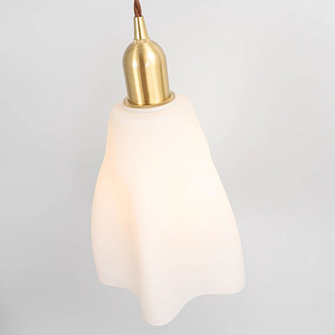 Kiven Instant Light Conversion Kit for 4/5/6inch Hole, 2-Light Glass Farmhouse Lighting Recessed Can Light Conversion Kit to Pendant with E26 Screw-in Adapter for Kitchen Island Hallway, TBB017 features a brass base and a white glass shade.