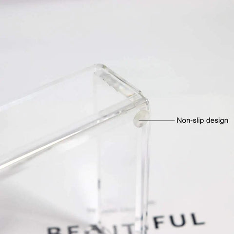 Gold Clear Acrylic Sticky Notes Holder Memo Pad Dispenser Desk Organizer For Office Home And School, close-up non-slip design