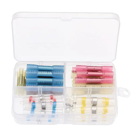 Get Jacked With These Super Tight 50pc Solder Seal Quick Wire Connectors For Fast Heat Shrink Butt Electrical Kits And Cool Automotive Insulated Tube Terminal Gadgets That Rock Your Rig. plastic case with 50 solder seal heat shrink wire connectors