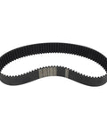 Beefed Up Rubber Drive Timing Belt 42mm Wide 8M 800 Series in black rubber showing toothed design for mechanical power transmission.