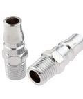 One Quarter Inch BSP Air Quick Release Male Couplers Set for Air Hoses and Compressor Tools, zinc plated, side view