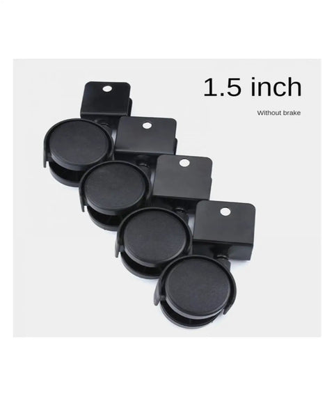 Set Of Four One Point Five Inch U Shaped Plywood Universal Furniture Casters With Brakes For Chairs Desks And Office Tables