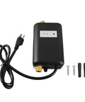 Compact Electric Under Sink Water Heater Brings Quick Warmth Back With A No Fuss Eco Friendly Tankless Build, black unit with brass ports.