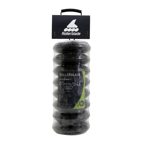 Packaged 80mm Wheel Kit with SG7 Bearings and 6mm Spacers for Inline Skates 8 Pack, featuring pro grade replacement wheels.